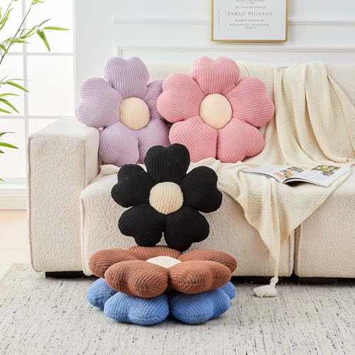 Kcvvcr Flower Throw Pillow, Cute Flower Shaped Pillow Decorative Throw Pillow for Bed Couch, Soft Daisy Pillows Floor Seating Cushion Cushions (14.9 Inch Blue) - color: Blue, size: 14.9 Inch