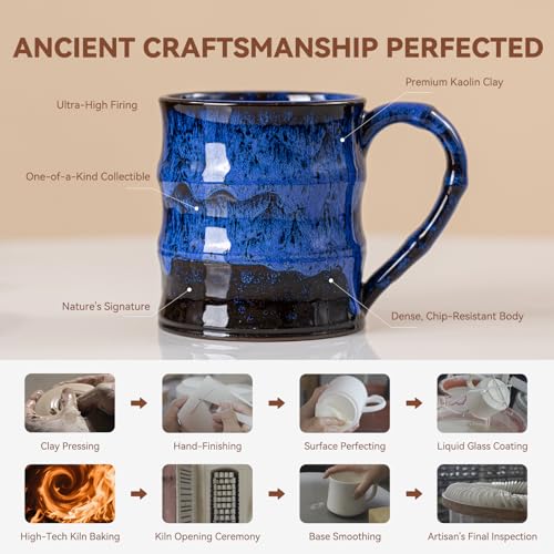 Deep Cobalt Ceramic Mug, 15oz Reactive Glaze Coffee Mug, Office Gift - color: 15oz - Deep Cobalt · FOCUS