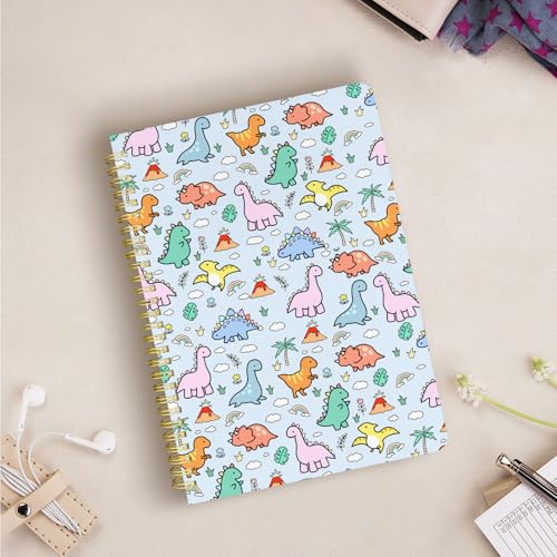 Cute Spiral Notebook Lined Journal B5 Note Book with Pocket, Dino - color: Little Dino