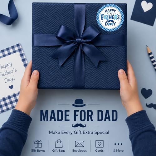 Father’s Day Stickers 60 Pcs, Happy Fathers Day Stickers for Gift Wrapping Cards Envelopes Treat Bags, Best Dad Ever Round Labels for Father’s Day Supplies Family Party Decorations - style: Father's Day