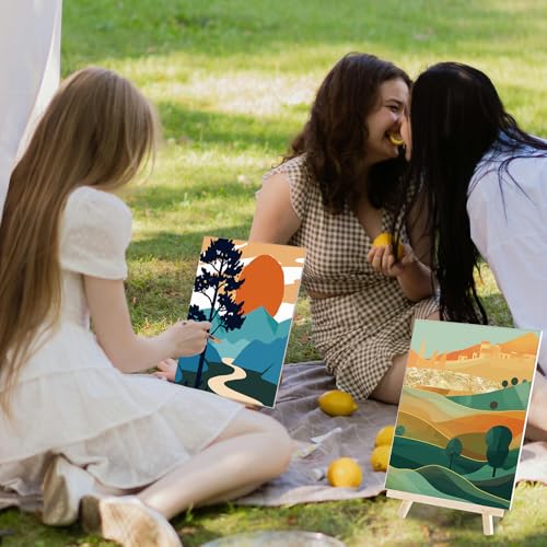 Sherr 24 Pcs Pre Drawn Canvas for Adult, Mountain, 8 x 10 Inch - size: 8 x 10 Inch, style: Mountain