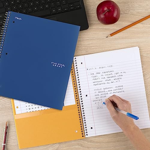Five Star Spiral Notebook + Study App, 5 Subject, College Ruled Paper, 8-1/2" x 11", Fights Ink Bleed, Water Resistant Cover, Pacific Blue (73635), 200 Sheets (Pack of 2) - color: Blue, size: 1 Count (Pack of 2)