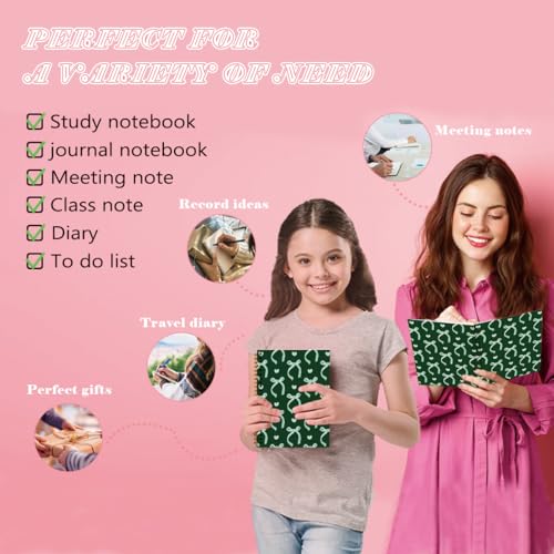 QUICQOD Dark Green Coquette Bow Spiral Notebook for Women 5.5x8.3 Inch - color: deepgreen