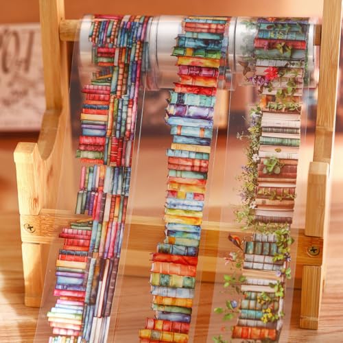 6 Rolls Book-Themed PET Tape for Scrapbook Journaling - style: Ocean of Books