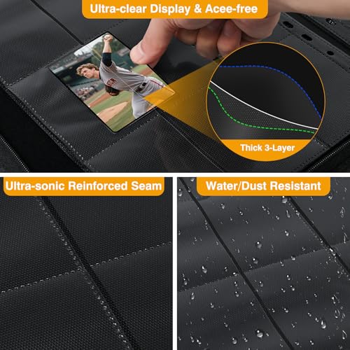 20 Pack 360 Pockets Black Trading Card Sleeves Binder Sheets, Double Sided Thicken Game Card Sleeves for 3 Ring Binder, 9 Pocket Side Loading Page Protector for MTG, Yugioh, Game, Baseball Cards - color: Black-20 Pack