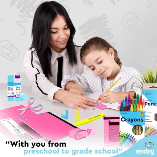 Enday Back to School Supplies for Kids, Grades K-5 (Pink, 12 Kits) - color: Pink, size: 12 Kits