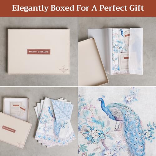 Maison d' Hermine Placemats Set of 4 Reusable 100% Combed Cotton (13"x19") - color: 011 - Peacock Utopia - Orginal, size: 13" X 19" (Pack of 4)