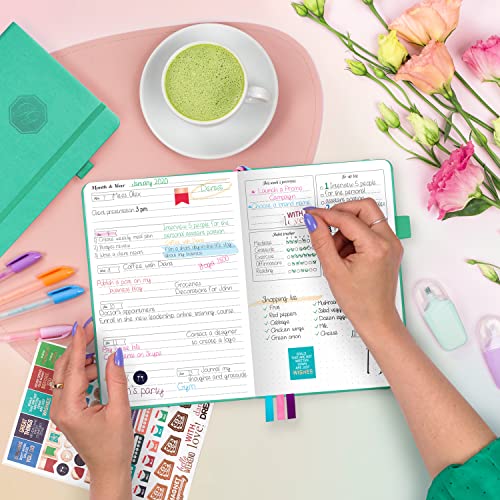 GoGirl Planner for Women, Undated Weekly Agenda Journal, Mint Green - color: Mint Green, size: Compact (5.3" x 7.7")