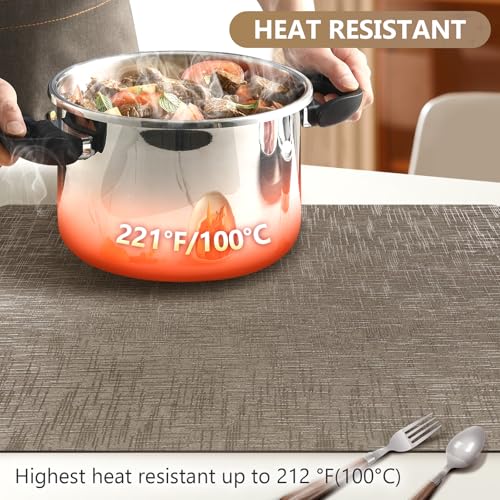 Faux Leather Placemats Set of 4, 12 x 17 Inch, Waterproof Wipeable Heat Resistant Table Mats for Dining Table, Kitchen Decor, Indoor Outdoor, Bronze - color: Leather Bronze