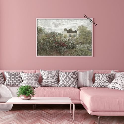 Huabsad Vintage Landscape Monet Flower Oil Painting Canvas Wall Art Antique Cottage Outdoor Garden Roses Lover Wall Decor Rustic Farmhouse Living Room Bedroom Aesthetic Prints 12x16in Unframed - color: Oil painting02, size: 12x16in Unframed