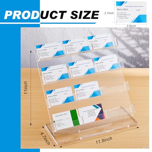 Dunzoom Business Card Holder for Desk, 12 Slots Acrylic Card Display Stand - style: 12 Slots