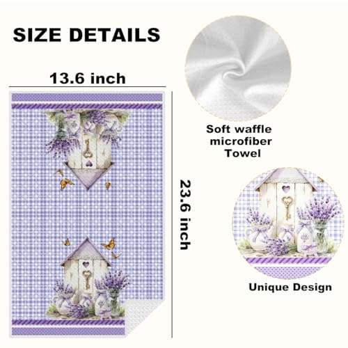 Lovdazzles 2 Pcs Purple Lavender Kitchen Towels Decorative Tea Towel - color: Multi 1597