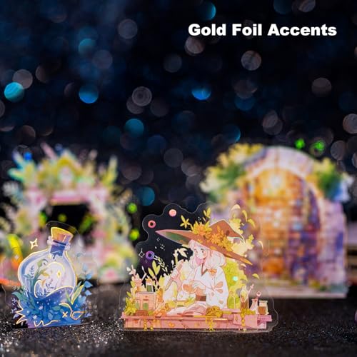 80 Pcs Gold Foil Magical Fantasy Stickers for Scrapbooking - color: Enchanted Archives
