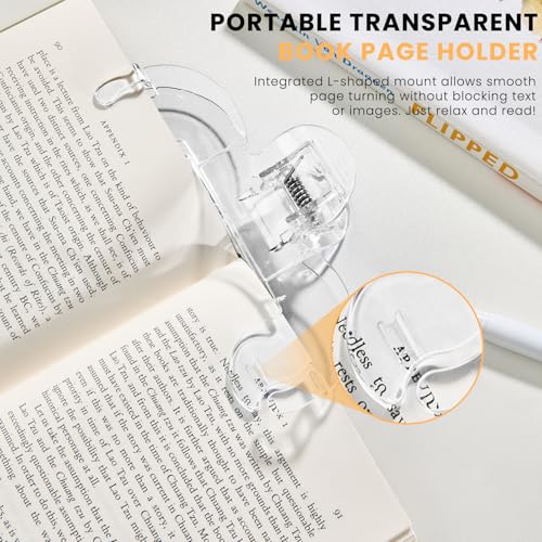 Transparent Book Page Holder for Reading, Large Book Clip, Journal Clip - color: Transparent