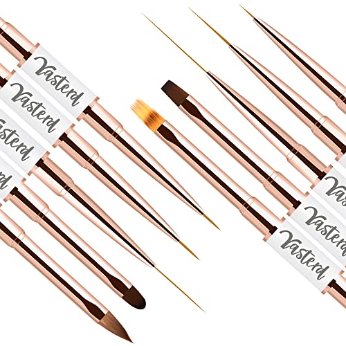Yasterd Nail Art Brushes Set,Professional 5pcs Double-Ended Acrylic Brushes - color: White