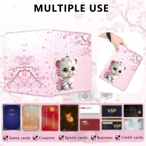 4 Pocket Trading Card Binder, Holds 400 Cards, Zipper Binder - color: Cute little tiger