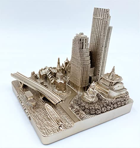 ZIZO Modern The World Landmarks Model Buildings City Skyline Statue for Home Decor for Boy Friends Gold 4" (Bangkok) - color: Bangkok