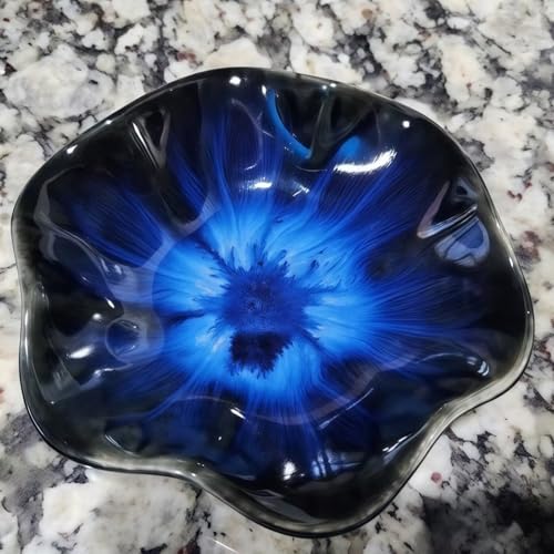 2Pcs Ceramic Jewelry Dish - Lotus Leaf Shape, for Ring Holder Necklace Small Key, Suitable for Mother Friend Sister, Gifts for Women, Cute Plate Trinket Tray, Home Decor (Grey & Blue) - color: Grey & Blue