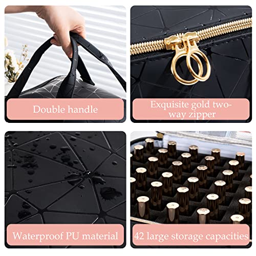 Uross Nail Polish Organizer Bag Holds 42 Bottles Nail Polish & Nail Lamp, Gel Nail Polish Organizers and Storage box for Nail Tech, Nail Kit Supplies Organizer Case - Black - color: Black, size: Large - 11 x 9.5 x 9.5 inch (42 bottles)