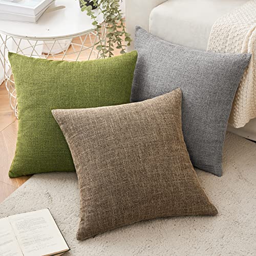 MIULEE Pack of 2 Decorative Linen Burlap Pillow Covers Farmhouse Boho Accent Pillowcases for Sofa Car Couch Bedroom Living Room Decor 16x16 Inch Brown - color: Brown, size: 16" x 16" (Pack of 2)