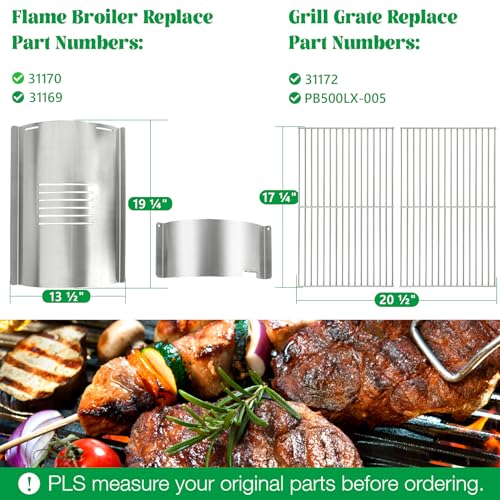 Flame Broiler Kit for Pit Boss Lexington 500 540 550 Series Cooking Grid Smoker Grill Grate Replacement Parts Pitboss Pellet Drip Tray Diffuser Heat Deflector Plate BBQ Accessories PB500NX - size: For 540 Series with Grill Grates
