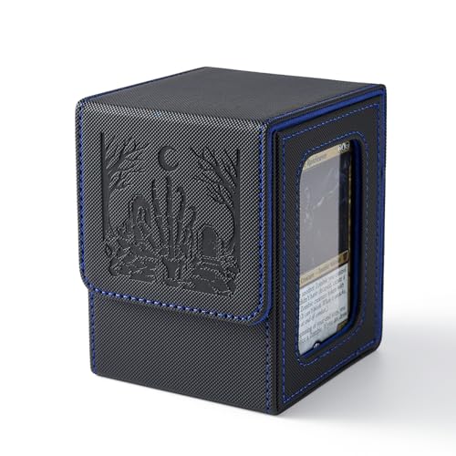 Venssu Zombie Themed MTG Deck Box with Commander Display (Black and Blue) - color: Zombie