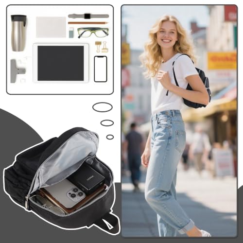 AOTIAN Mini Backpack for Women, Lightweight Sturdy Nylon Small Daypack - color: Mini Black