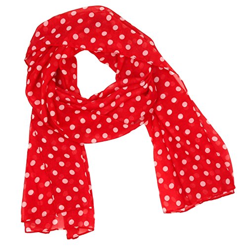 Tapp Collections™ Fashionable Soft Chiffon Scarf - color: Polka Dots / Red