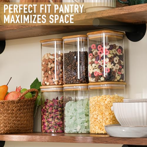 D2scrma 37oz/1.2Qt/1100ml Square Glass Storage Containers with Lids 6-Pack - size: 37oz*6