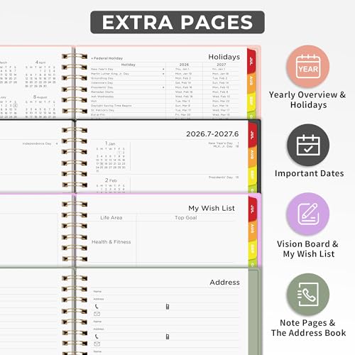 EMSHOI Academic Planner 2026-2027, A4 Size (8.5" x 11"), Weekly and Monthly - color: Light Green