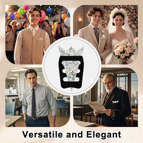 Cotton Floral Handkerchiefs for Men Wedding Evening Daily Work Prom - color: Green,grey,white