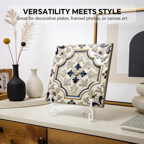 Artliving Metal Plate Stands for Display - 6-Inch Adjustable Easel Holders for Decorative Plates, Picture Frames and Books - White (2-Pack) - size: 6 inch(2 pack)