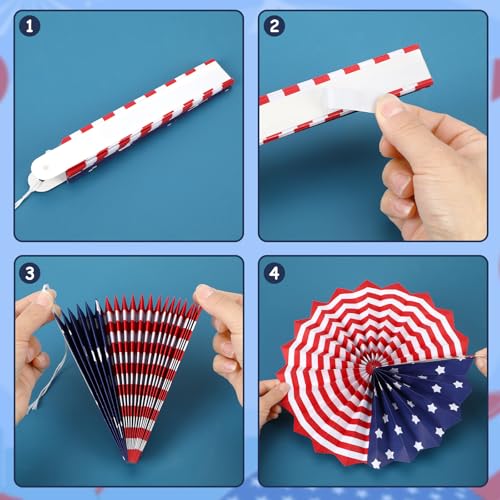 NOVWANG 12 Pack Patriotic Paper Fans 4th of July Hanging Fans Decorations - style: Patriotic