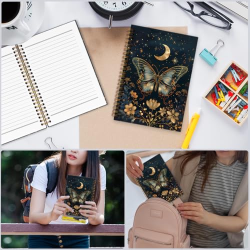 nvucamd Gothic Celestial Butterfly Spiral Notebook, Witchy Moth Floral Journaling Notebooks for Women, Vintage Butterfly Moon Journal Notebook, Gothic Moth Gifts Office Supplies, 5.5x8.3 Inch - color: butterfly
