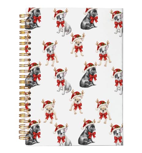 VNWEK Christmas French Bulldog Spiral Notebook Journal 5.5x8.3 Inch - color: Christmas French Bulldog