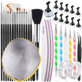 FANDAMEI Nail Art Tools, Nail Design Tools, Nail Brush, Nail Art Kit With Nail Stand, Nail Holder For Painting Nails, Nail Art Brushes, Nail Dotting Tool, Nail Art Palette, Nail Tools For Nail Art - color: Black