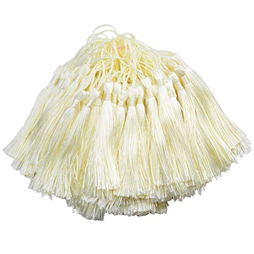 100Pcs 5 Inch Silky Bookmark Tassels for Jewelry, Souvenir(Mixed Cream) - color: #18