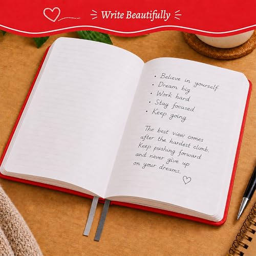 Eccolo Cool Jazz Hardbound Writing Journal, 192-Page Lined Paper, Lay-Flat - color: Red, size: Medium - (6-x-8.5 Inches)