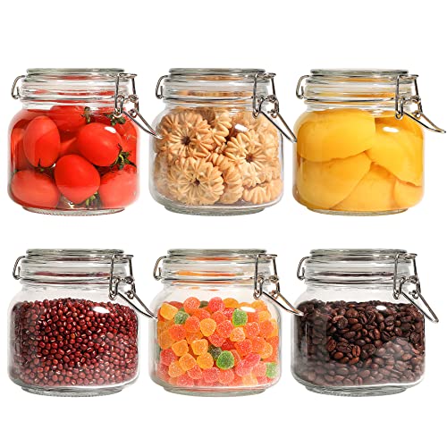 ComSaf Square Glass Pantry Jars with Airtight Lids 27 oz 6 Pack Spice Jar - size: 27 fl oz x 6