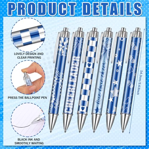 Resurhang 12 Sets Cheerleader Gifts Bulk Blue Bow Spiral Cheer Notebook Pen - style: Cheer Team