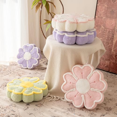 Flower Shaped Decorative Throw Pillow Cushion for Bed Couch, Cute Flower Plush Throw Pillows Home Decor Floor Pillow Seating Cushions (Lavender Purple, 17.7 Inches) - color: Lavender Purple, size: 17.7 Inches