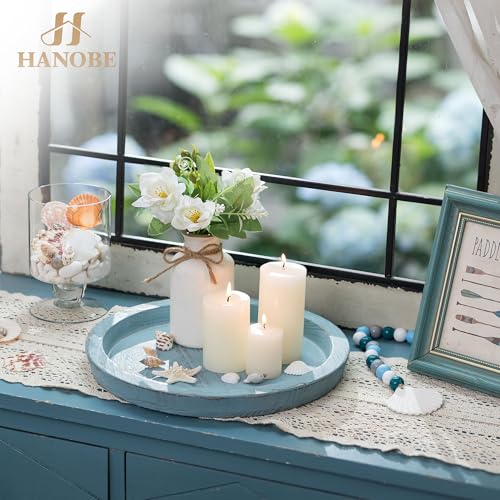Hanobe Coastal Decorative Tray, Farmhouse Plate for Beach Table Decor - color: Blue