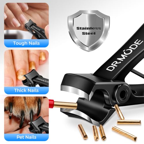 DRMODE Nail Clippers for Men Thick Nails, 16MM Wide Jaw Opening - color: Black, size: 2 Count