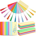 Sinmoe 120 Pcs Blank Paper Cardstock Bookmark with Tassels DIY, Solid Color