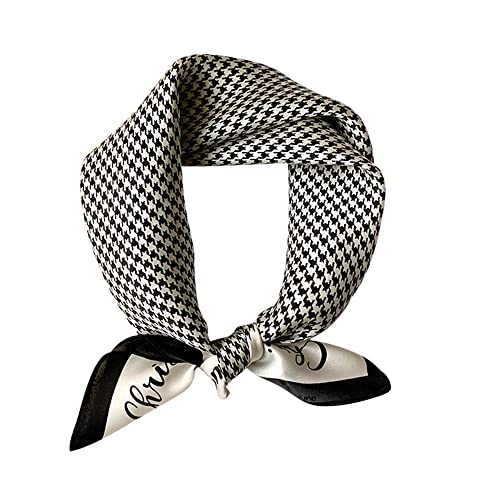 FEIBOON Mulberry Silk Scarf 21"x21" Small Square Scarfs for Women - color: Houndstooth-2