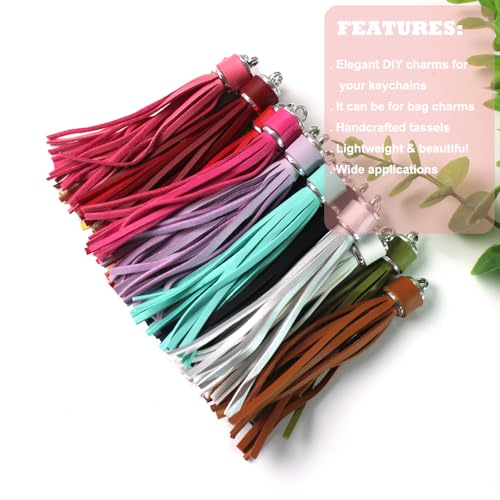 4.3'' Assorted Leather Tassels 20Pcs with Silver Caps - color: Mixed