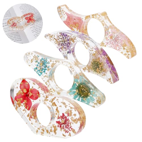 Giantree 4Pcs Dried Flower Book Holder, Handmade Thumb Book Page Holder
