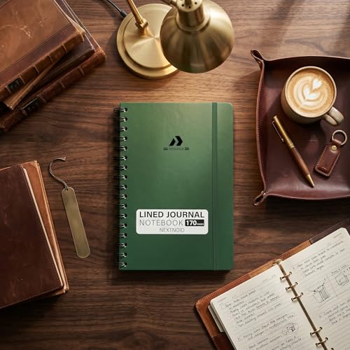 Nextnoid A5 Lined Spiral Notebook - 170 Pages, College Ruled, Dark Green - color: i-Dark Green