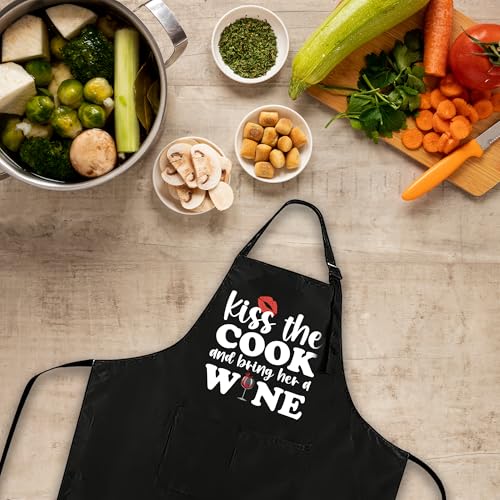 Funny Black Apron with Pockets for Man,Dad,Husband,Father in Law,Chef Daddy Women Grilling Apron BBQ Cooking Gifts - color: Apron-7