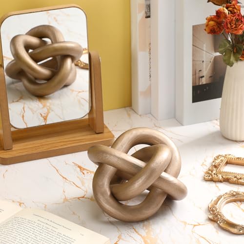 Yalikop 3 Link Wood Knot Decor Rustic Table Shelf Accents, Champagne - color: Champagne